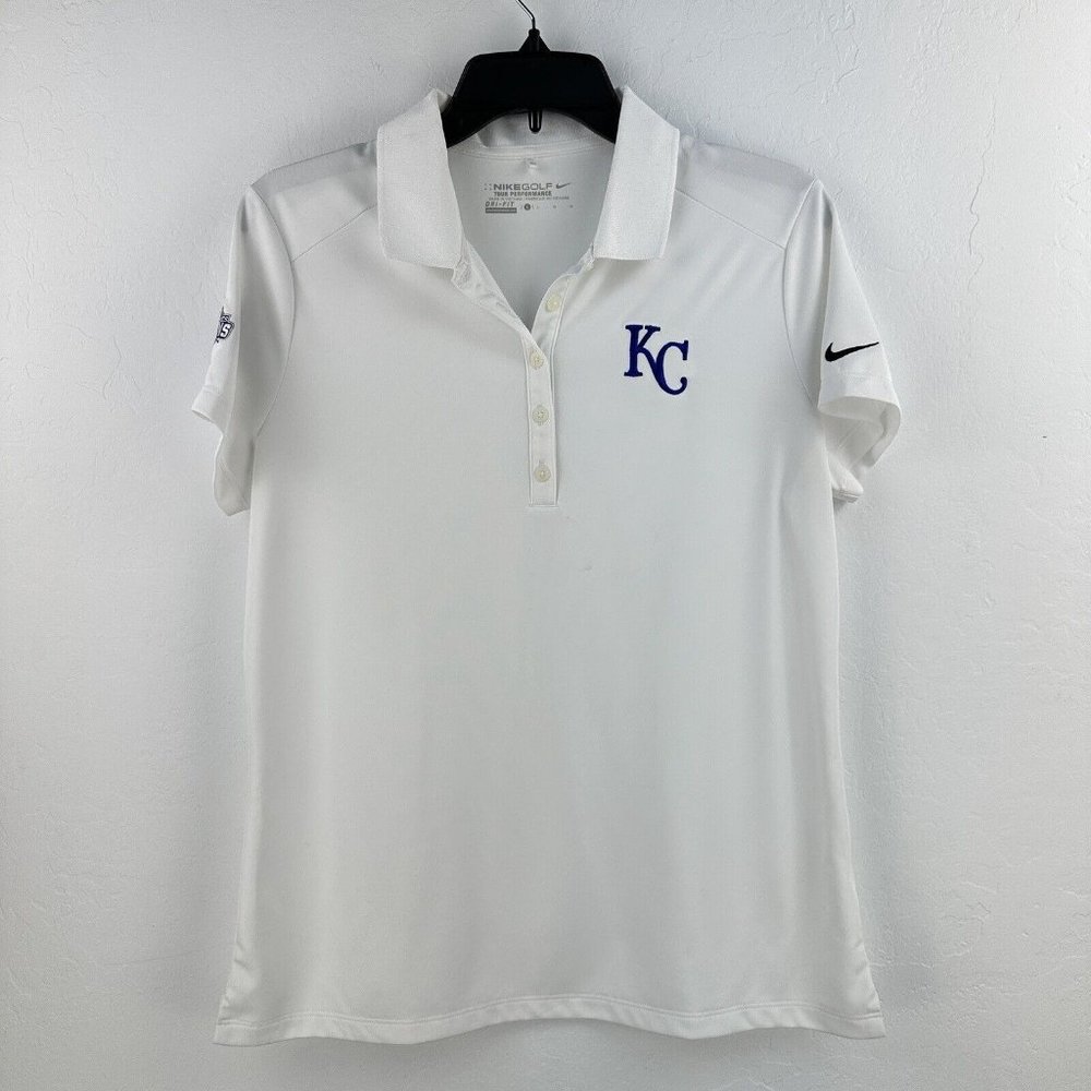 Nike Golf‎ Womens White Kansas City Royals Polo L Tour Performance World Series